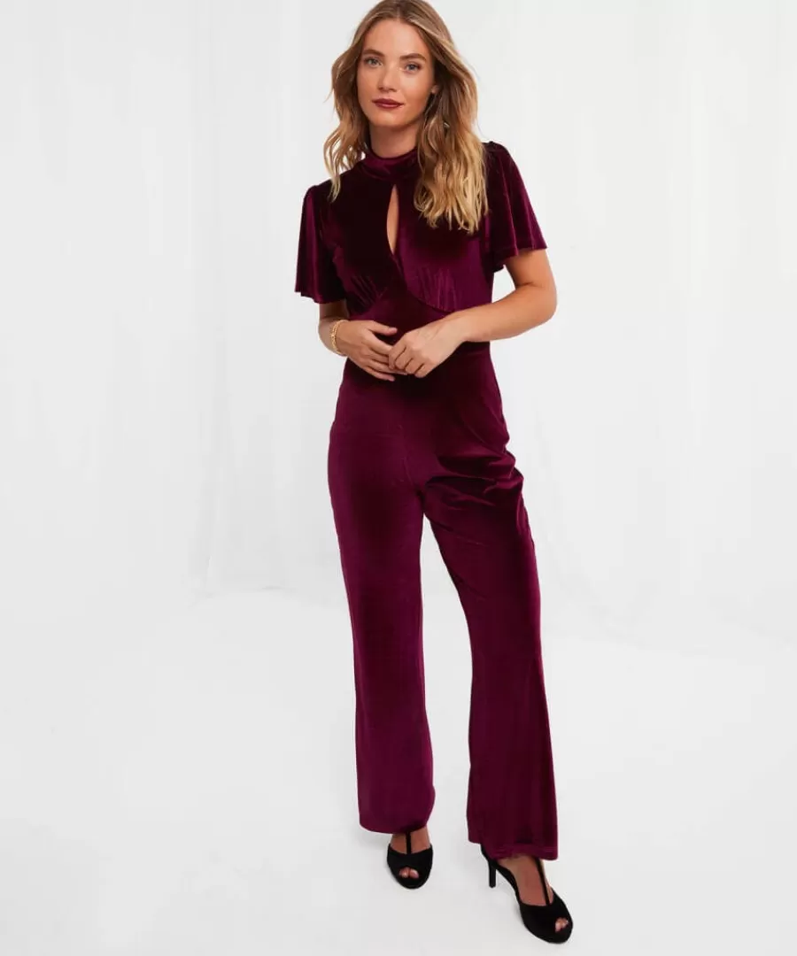Clearance Joe Browns Greta Velour Jumpsuit Berry