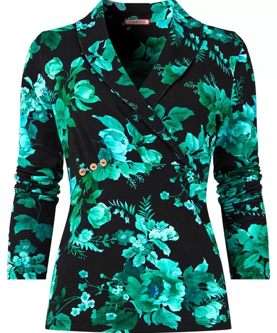 Fashion Joe Browns Hallie Jersey Print Wrap Top Black