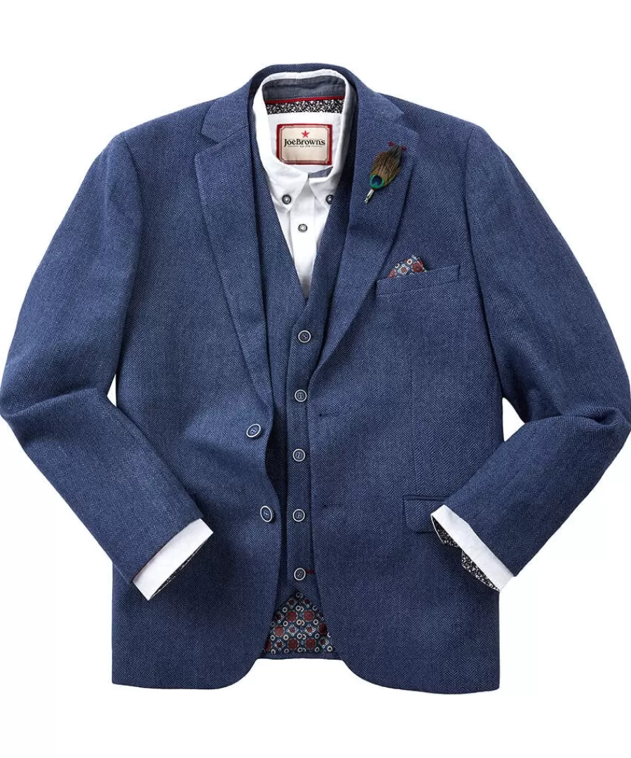 New Joe Browns Handsome Herringbone Blazer Navy