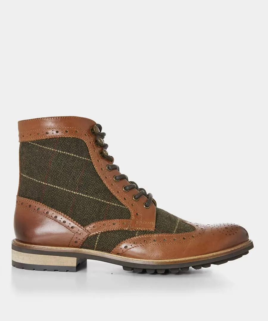 Store Joe Browns Harlington Tweed And Leather Boots Tan Multi