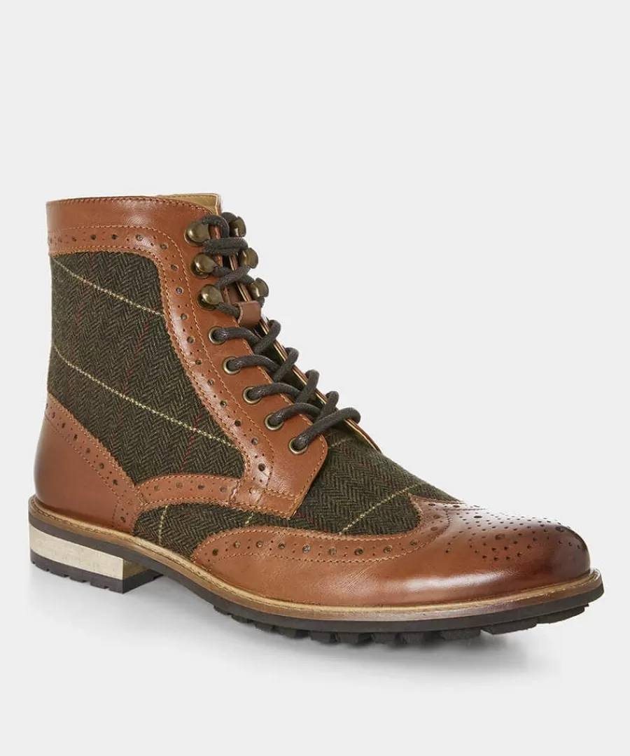 Store Joe Browns Harlington Tweed And Leather Boots Tan Multi