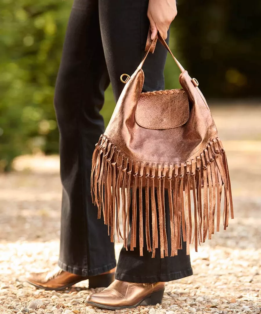 Store Joe Browns Jaipur Shimmer Leather Tassel Bag Bronze