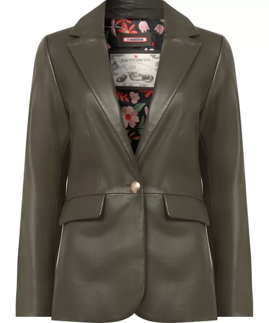 Cheap Joe Browns Lavish Leather Blazer Olive Green