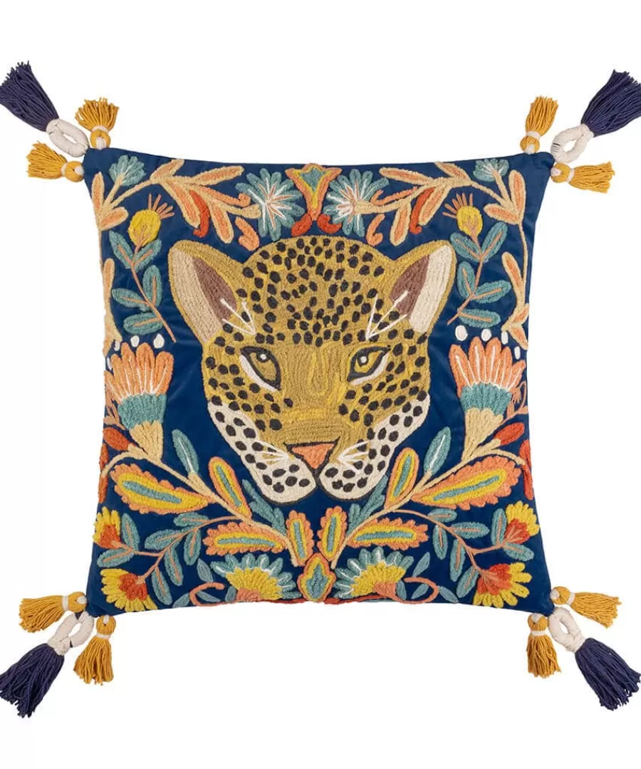 Shop Joe Browns Lavish Leopard Embroidered Cushion Navy
