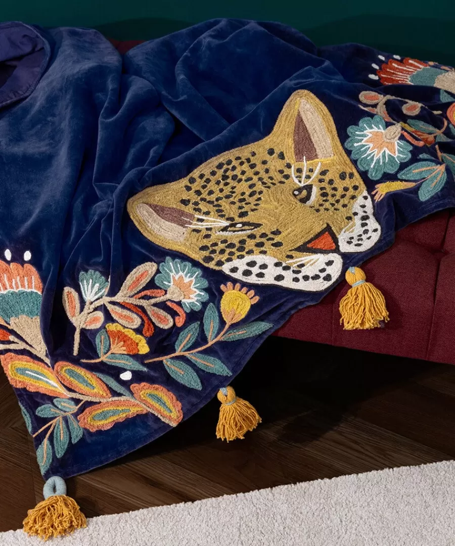 Discount Joe Browns Lavish Leopard Embroidered Throw Navy