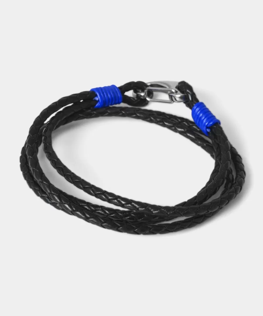 Sale Joe Browns Leather Colour Bound Bracelet Black/Cobalt / Dark Grey/Magenta
