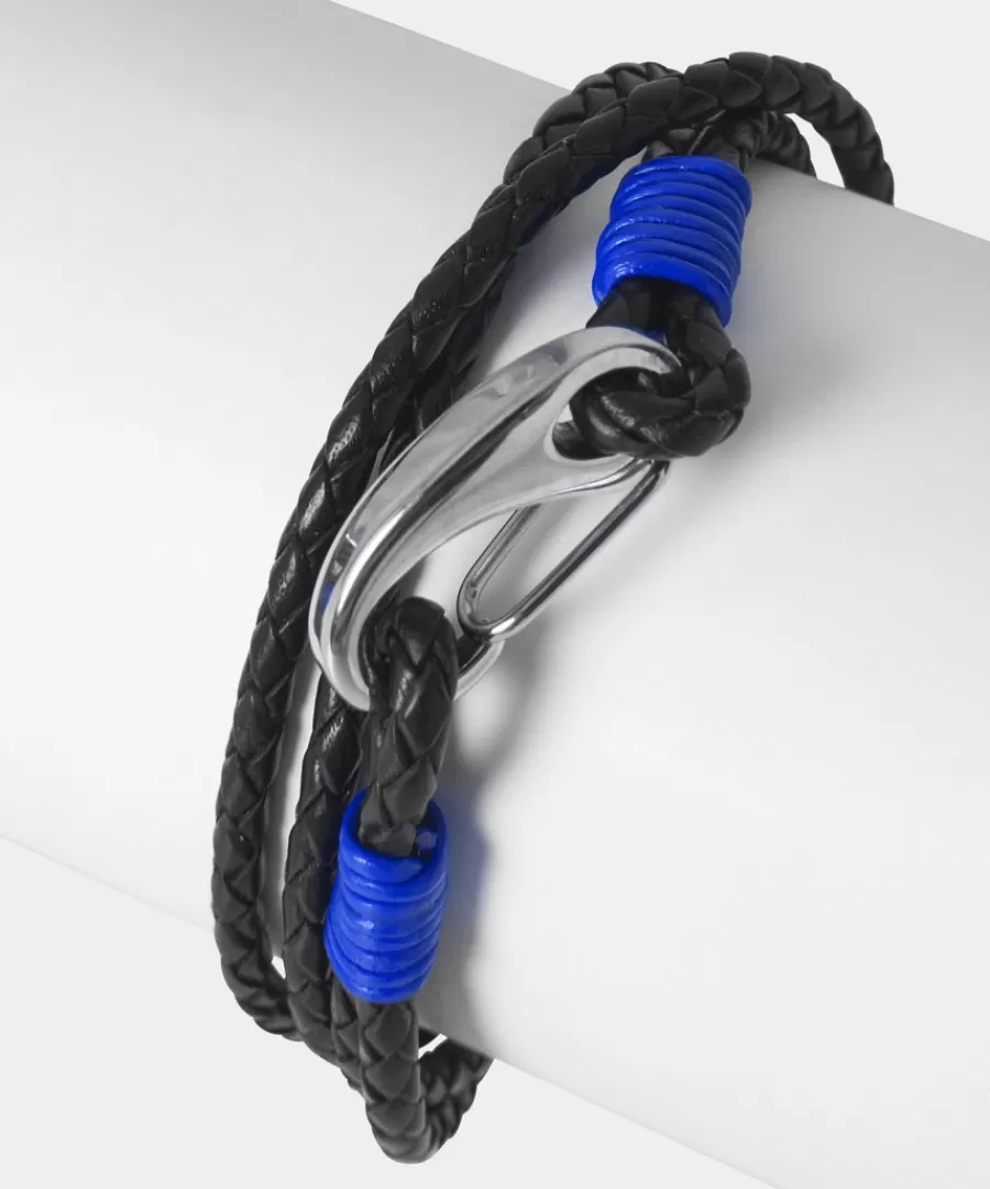 Sale Joe Browns Leather Colour Bound Bracelet Black/Cobalt / Dark Grey/Magenta