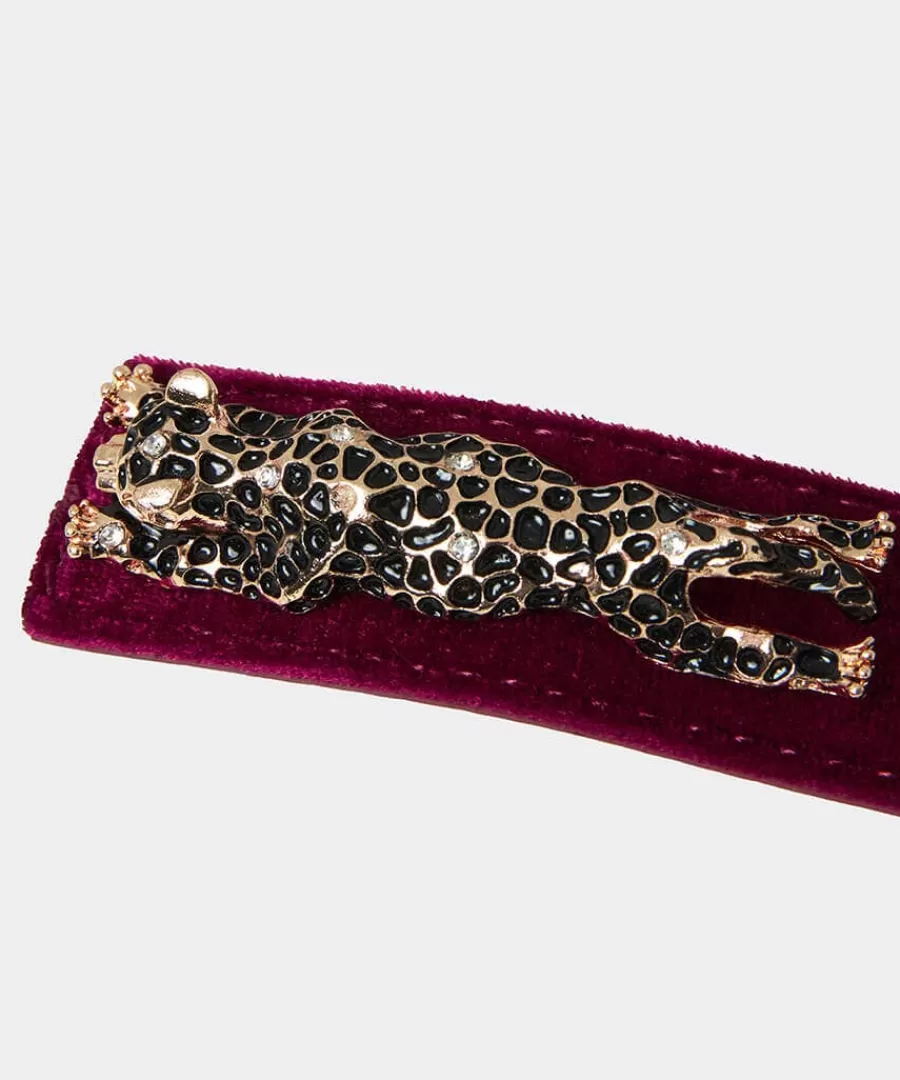 Best Sale Joe Browns Leopard Trim Deco Velvet Belt Dark Red