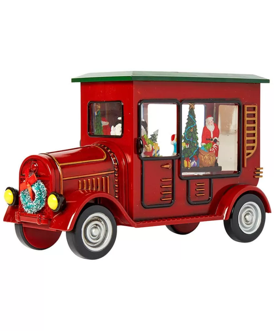 Cheap Joe Browns Lights And Sparkle Santa Spinner Bus Ornament Red