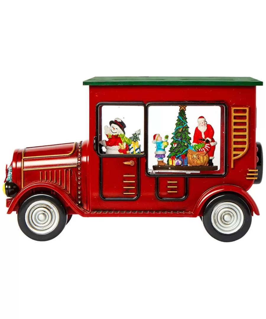 Cheap Joe Browns Lights And Sparkle Santa Spinner Bus Ornament Red