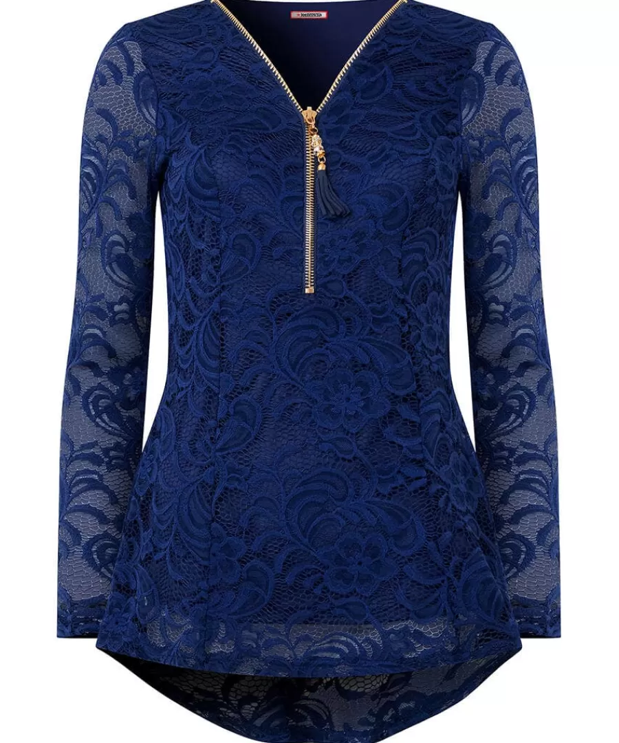 Best Sale Joe Browns Loretta Lace Zip Top Teal