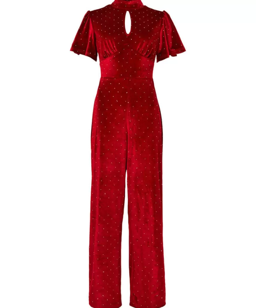 Fashion Joe Browns Loretta Velour Jumpsuit Berry