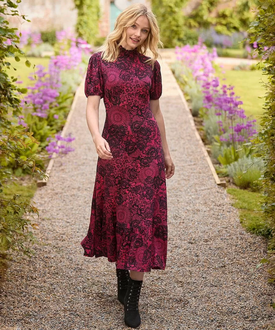 Fashion Joe Browns Lovely Lace Print Jersey Dress Pink