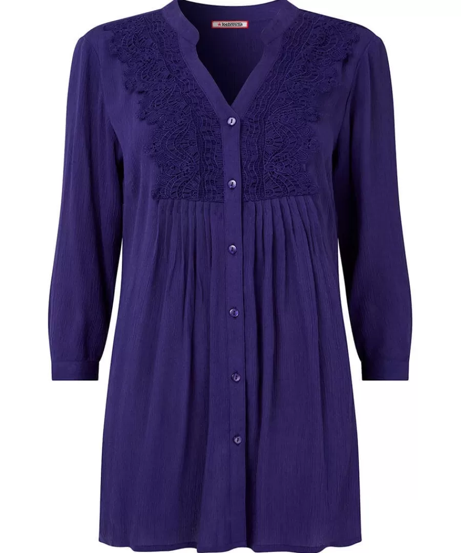 Flash Sale Joe Browns Lovely Lace Trim Blouse Deep Purple