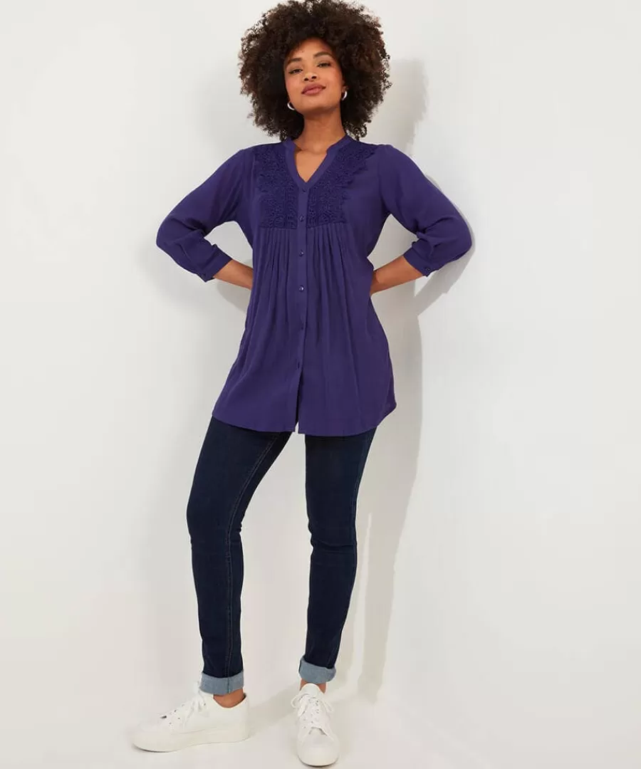 Flash Sale Joe Browns Lovely Lace Trim Blouse Deep Purple
