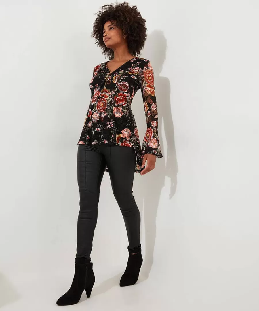 Store Joe Browns Macy Lace Zip Top Black