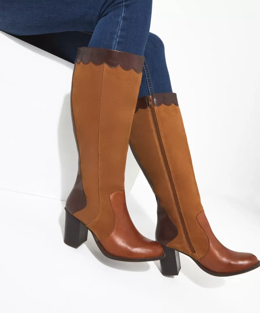 New Joe Browns Made You Look Suede Leather Boots Tan Multi