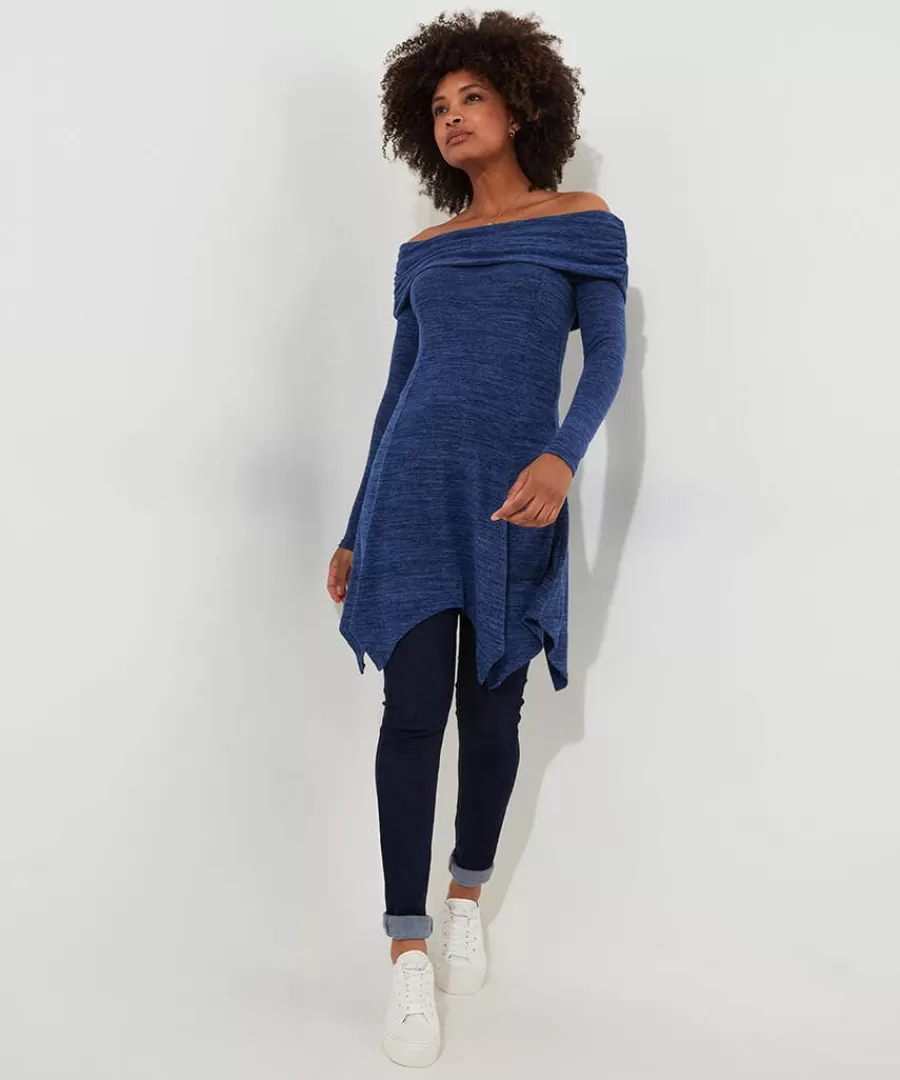 New Joe Browns Maisie Jersey Bardot Tunic Blue