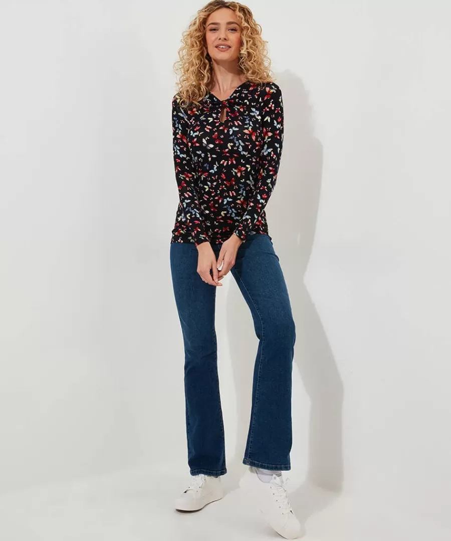 Best Joe Browns Make A Statement Keyhole Jersey Print Top Black
