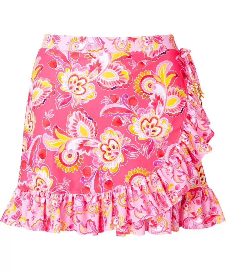 Hot Joe Browns Malibu Beach Swim Skirt Pink Multi