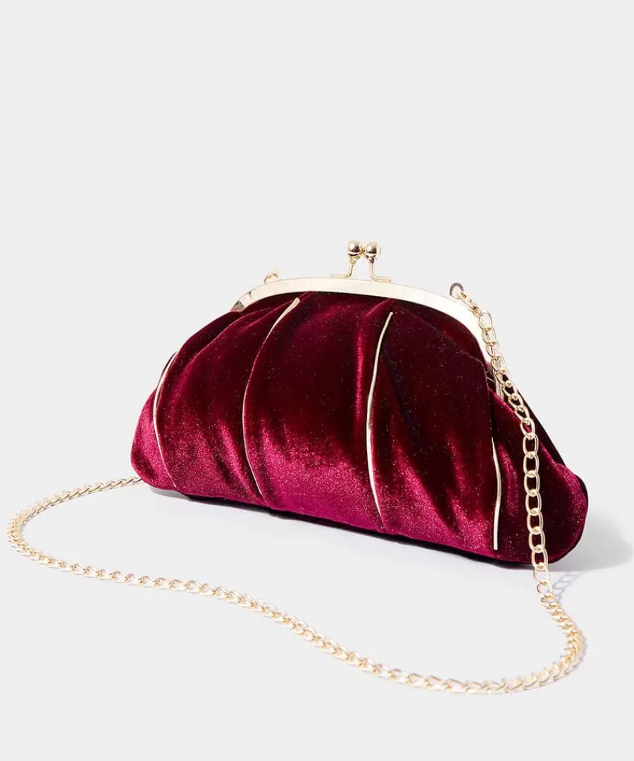 Fashion Joe Browns Midnight Hour Velvet Deco Bag Dark Red