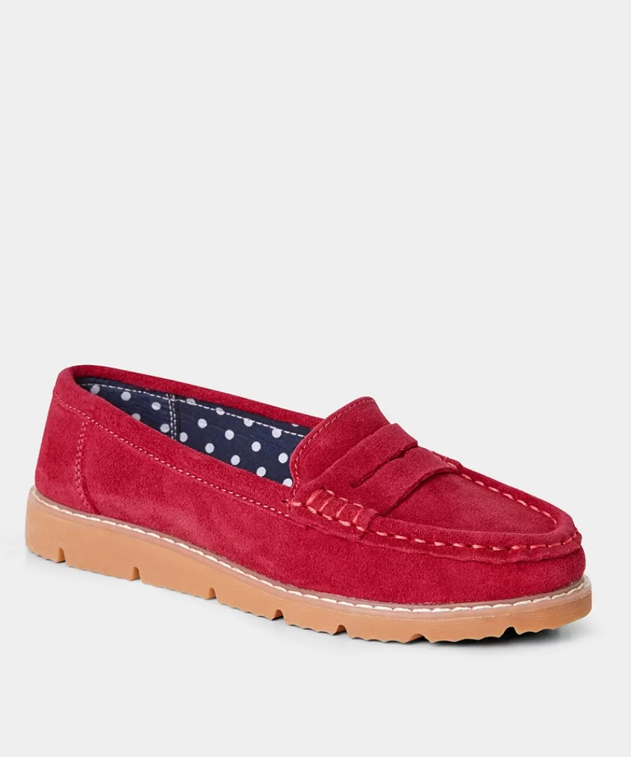 Shop Joe Browns Palma Harbour Suede Loafers Red