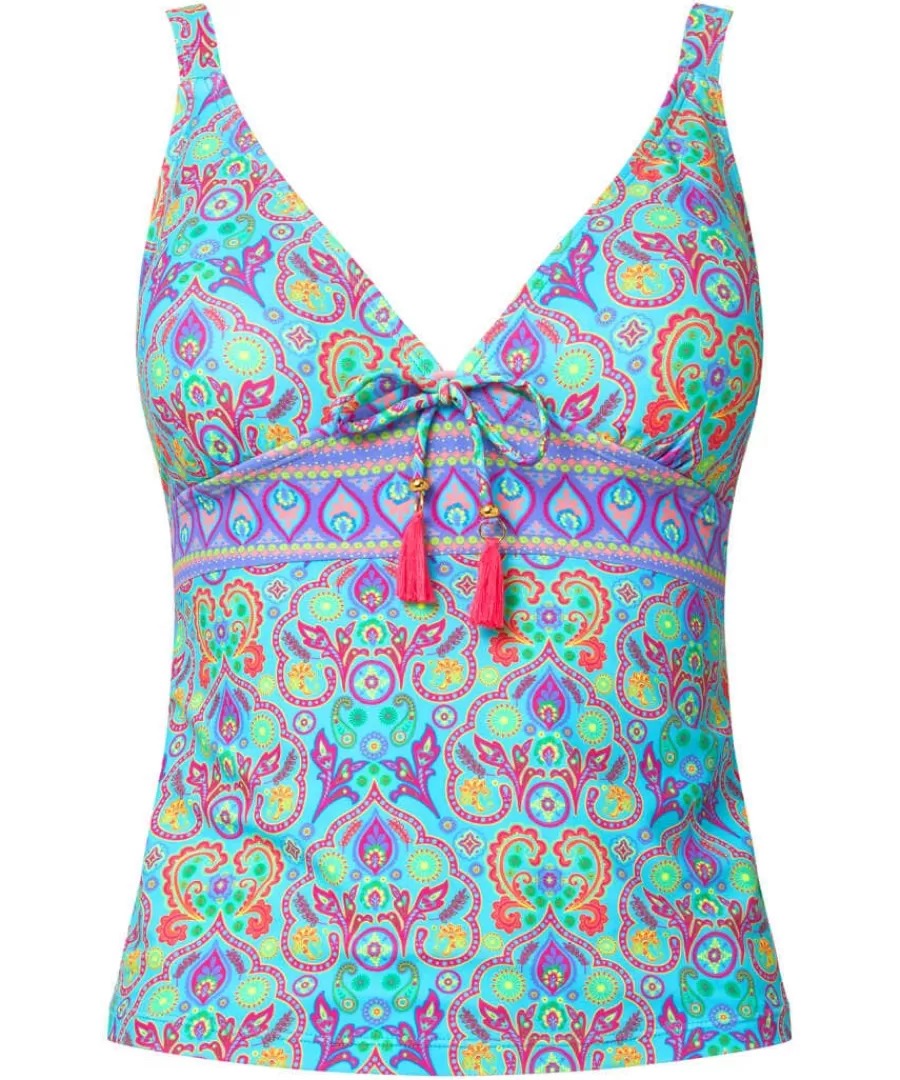 Hot Joe Browns Paradise Cove Tankini Top Blue Multi