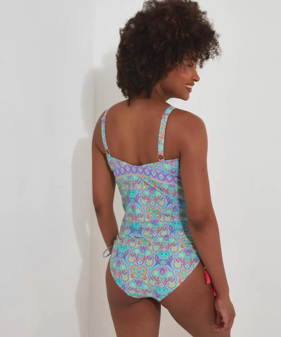 Hot Joe Browns Paradise Cove Tankini Top Blue Multi