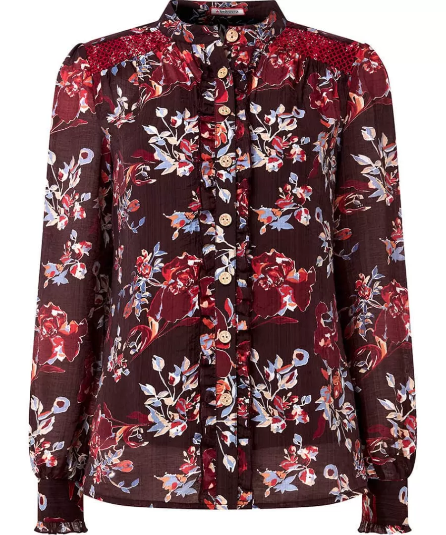 Clearance Joe Browns Prettiest Floral Blouse And Cami Aubergine
