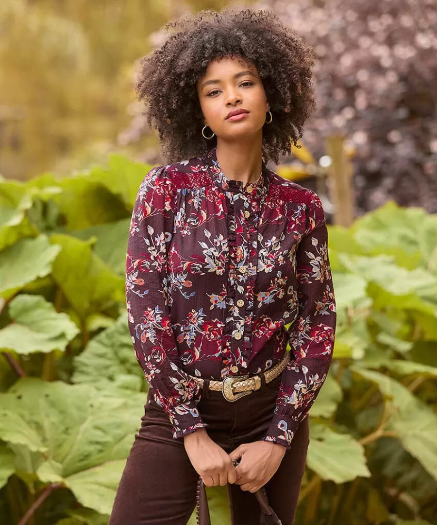 Clearance Joe Browns Prettiest Floral Blouse And Cami Aubergine