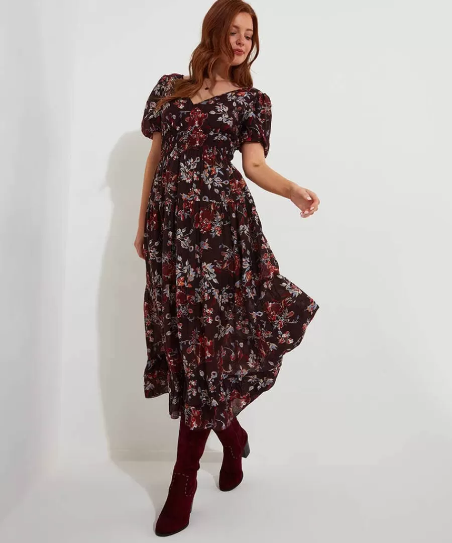 Cheap Joe Browns Prettiest Floral Dress Aubergine