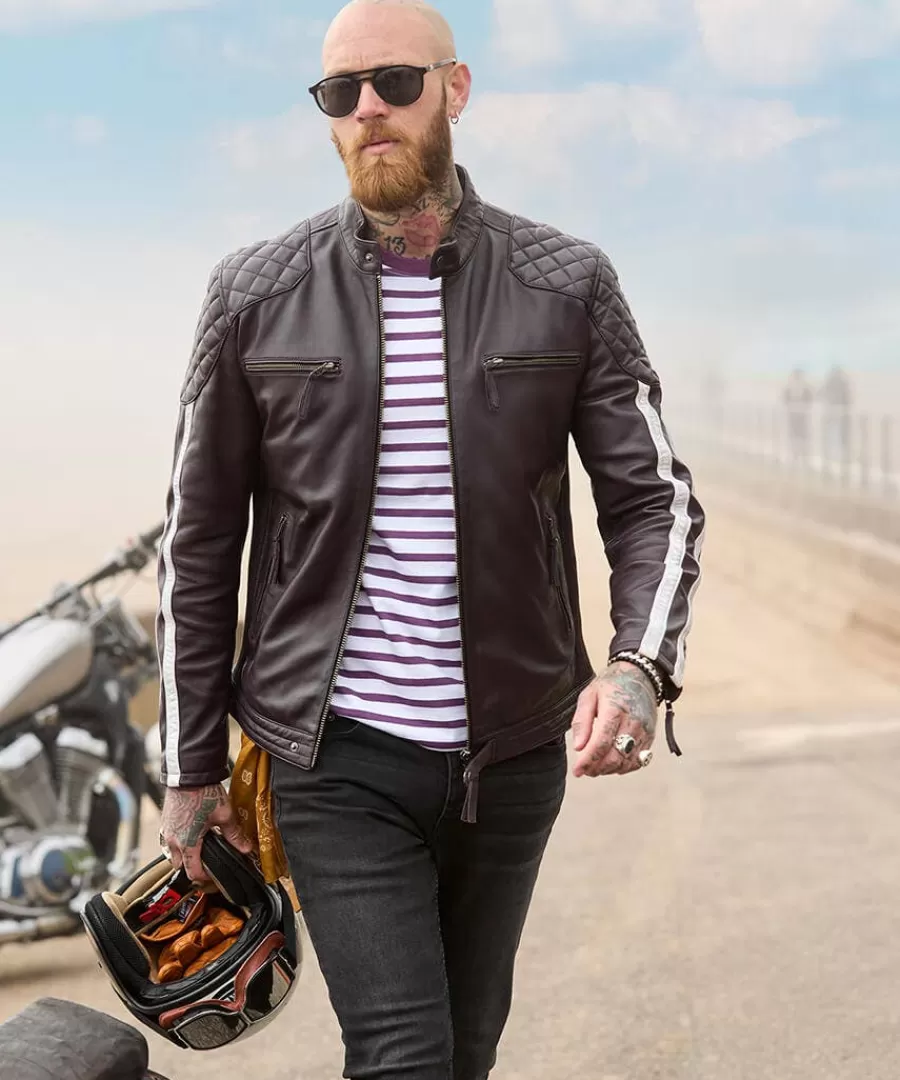 New Joe Browns Racer Leather Jacket Purple