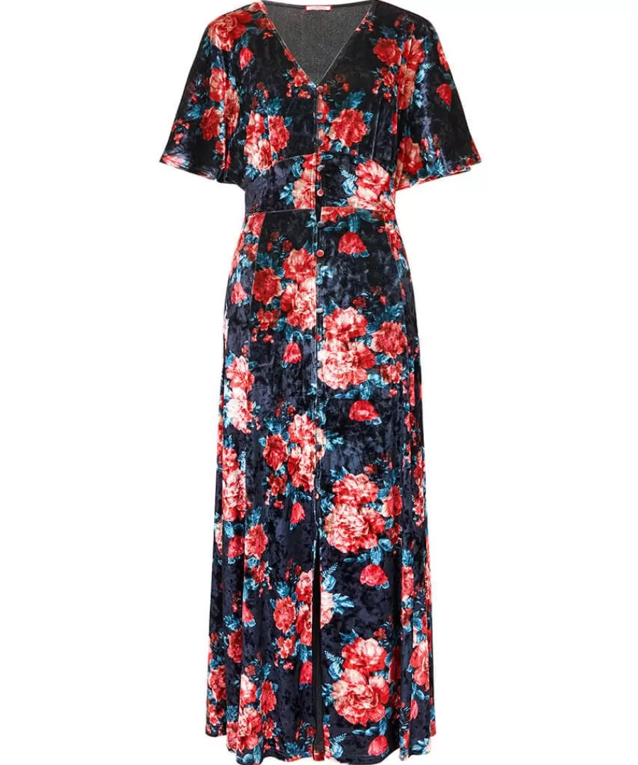 Hot Joe Browns Radiant Rose Velour Dress Black