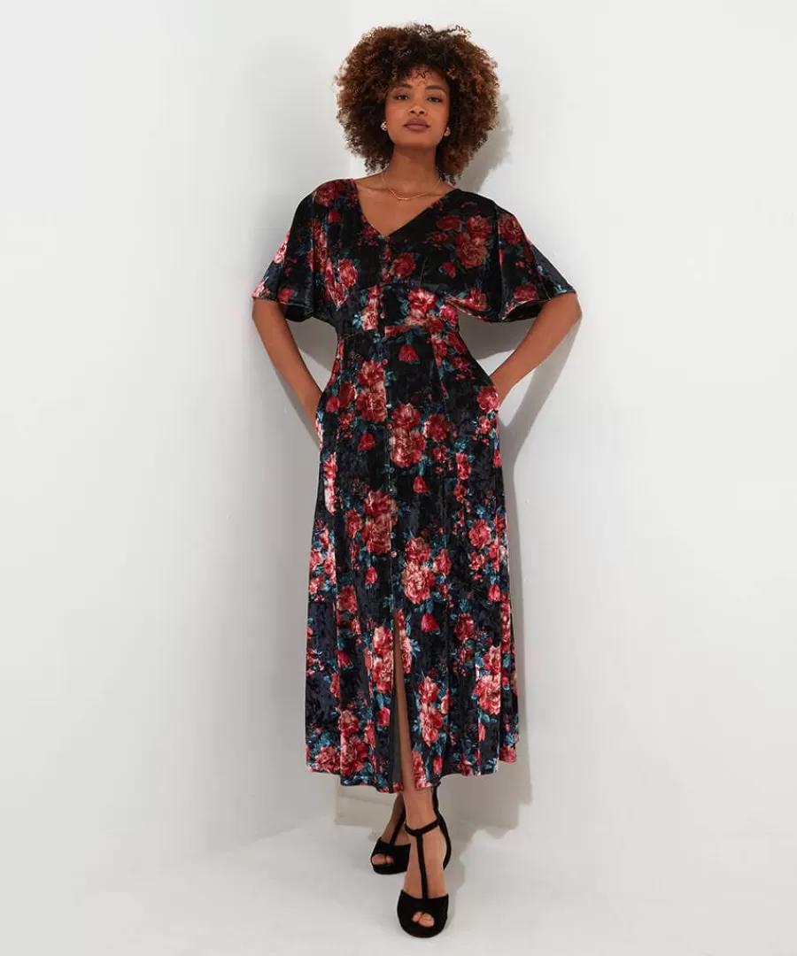 Hot Joe Browns Radiant Rose Velour Dress Black