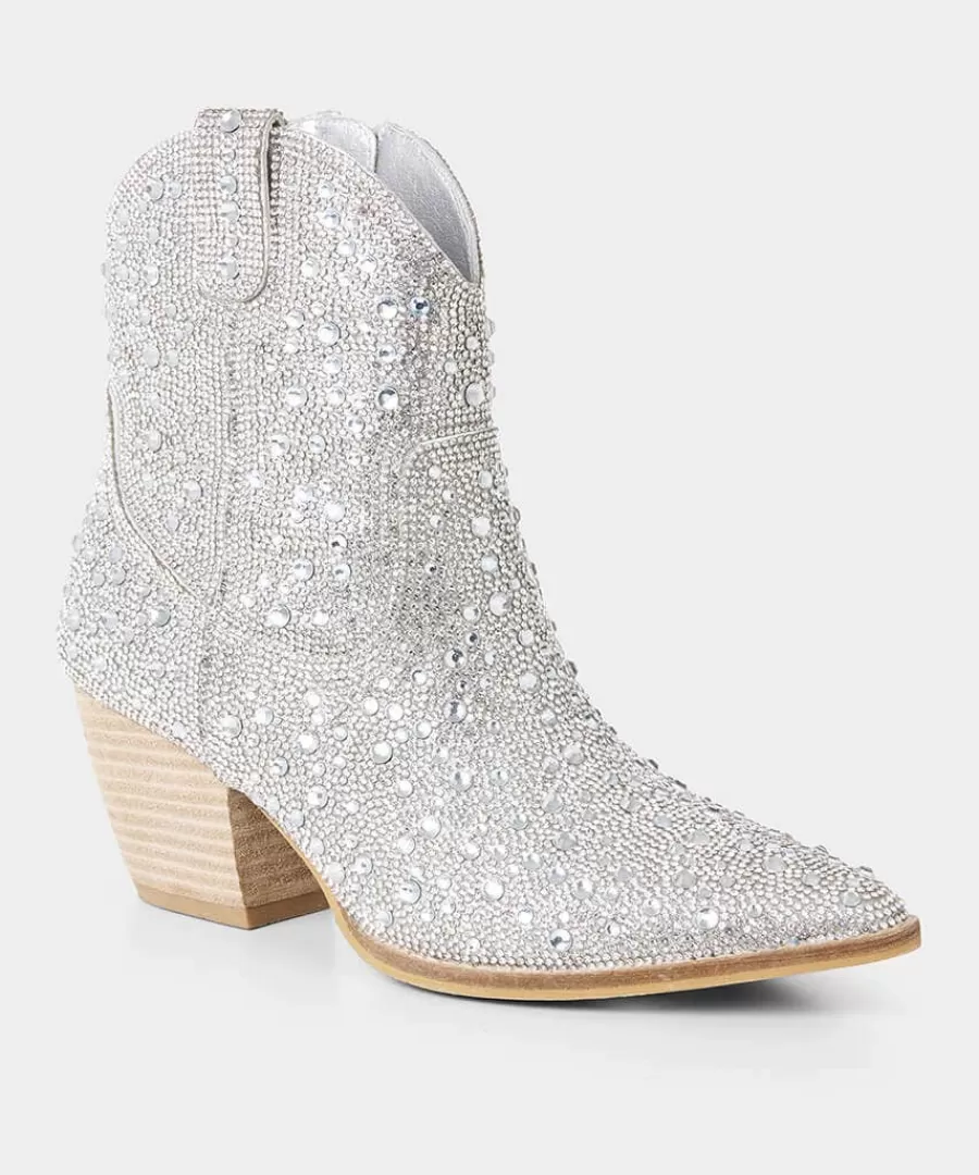 Hot Joe Browns Ray Of Light Shimmering Boots Silver