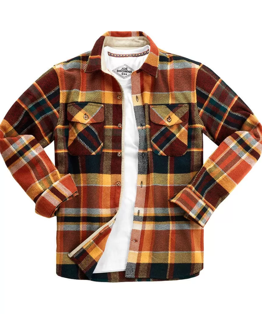 Hot Joe Browns Ready For Action Check Shirt Orange