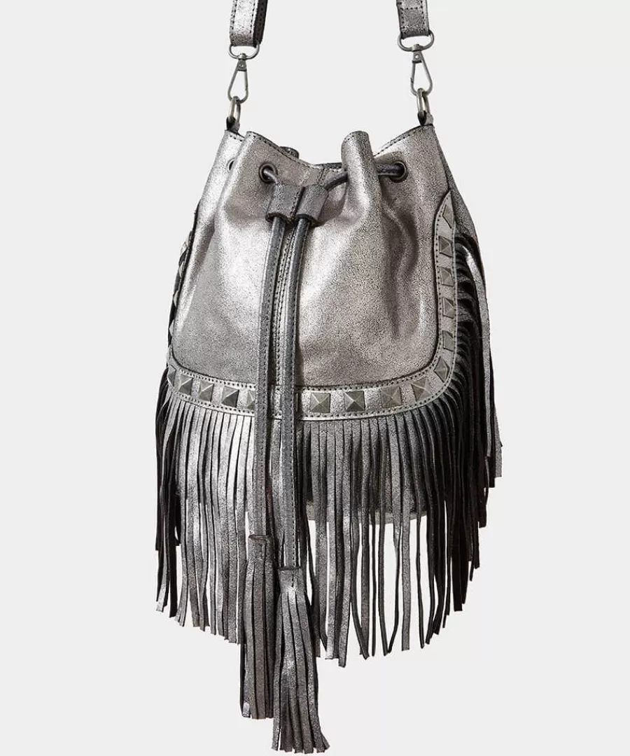 New Joe Browns Rock Chic Studded Tassel Bag Dark Silver