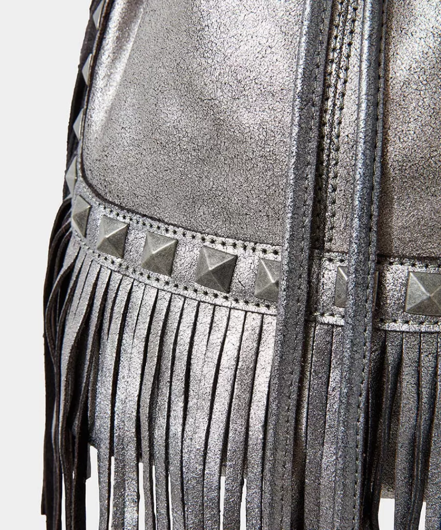 New Joe Browns Rock Chic Studded Tassel Bag Dark Silver