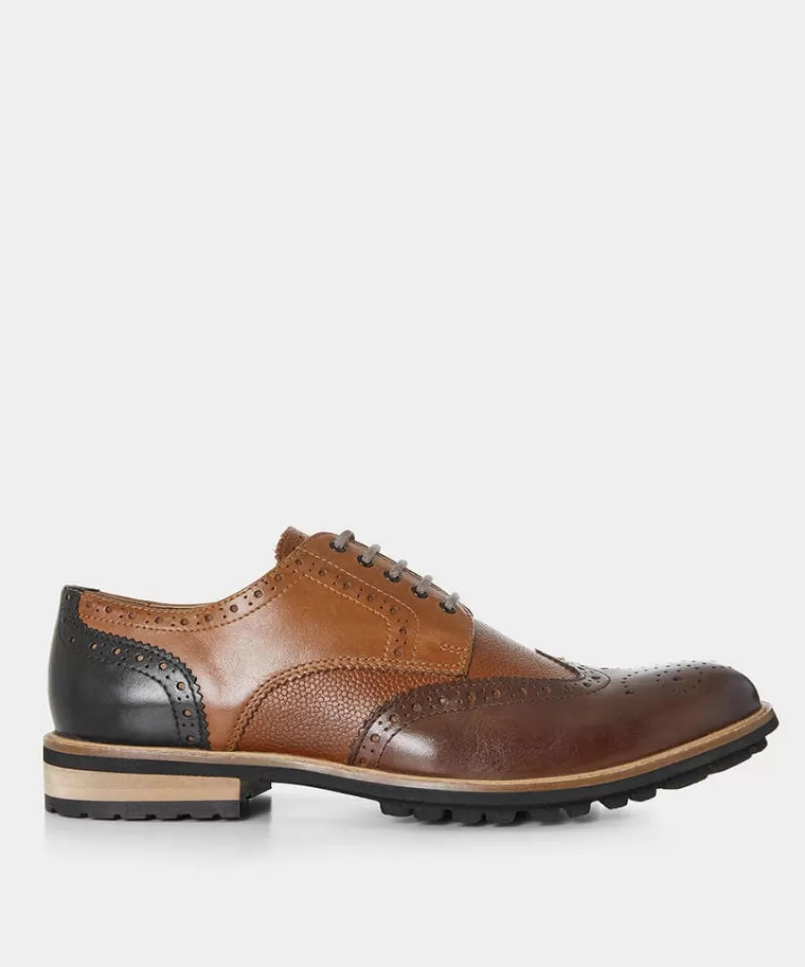 Clearance Joe Browns Savile Mixed Leather Brogues Tan Multi