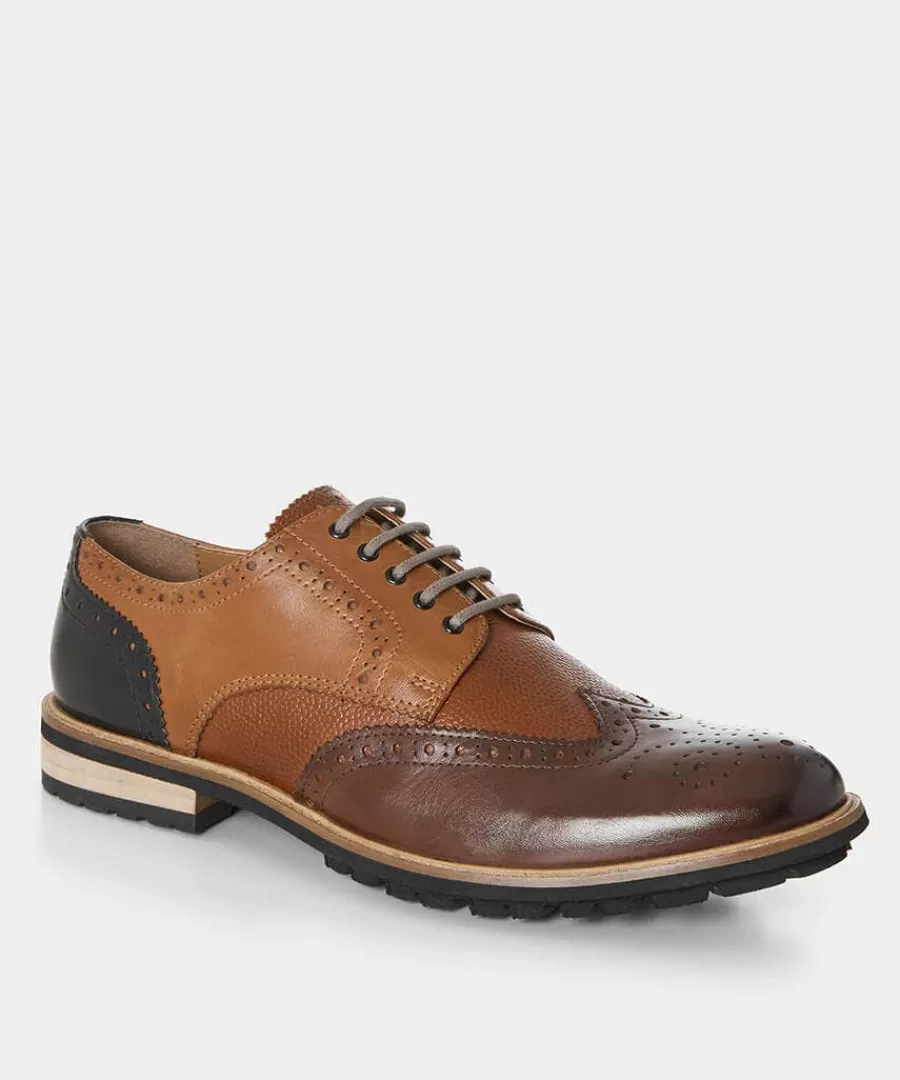 Clearance Joe Browns Savile Mixed Leather Brogues Tan Multi