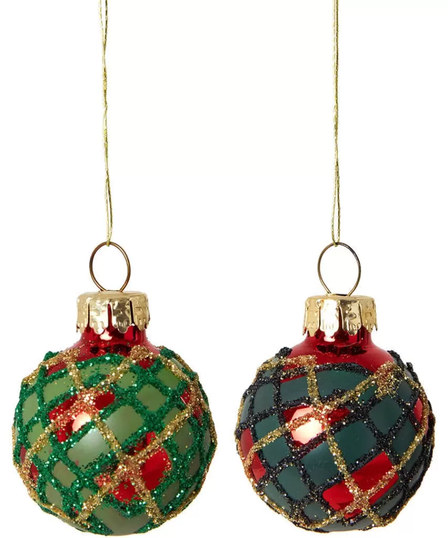 Outlet Joe Browns Set Of 12 Traditional Tartan Baubles Red