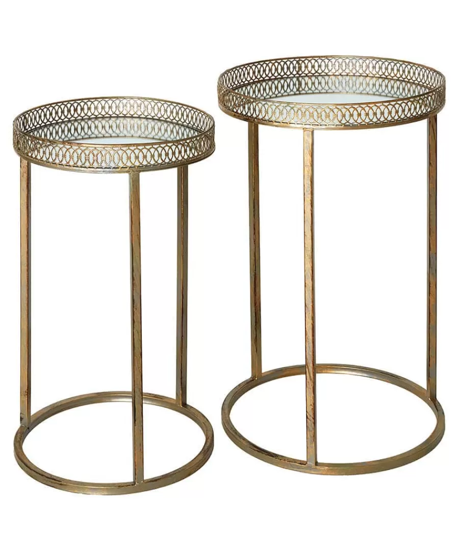 Discount Joe Browns Set Of 2 Portobello Mirrored Side Tables Gold