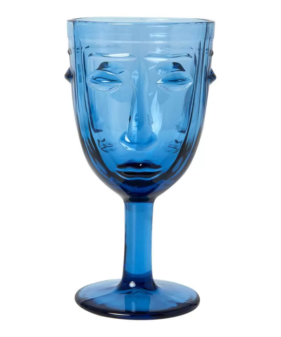 Shop Joe Browns Set Of 6 Deco Face Wine Glasses Blue