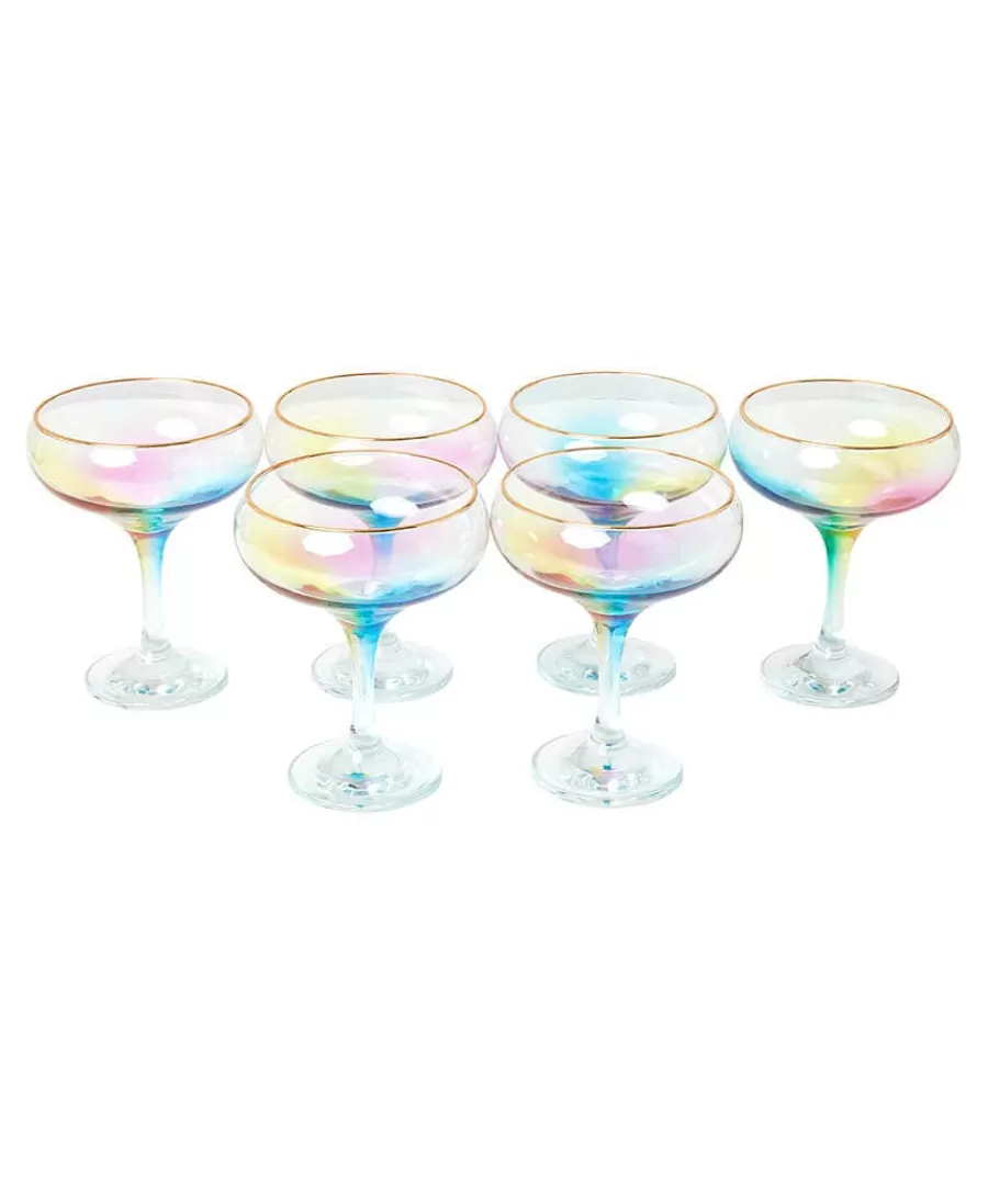 Store Joe Browns Set Of 6 Suave Rainbow Champagne Coupes Purple