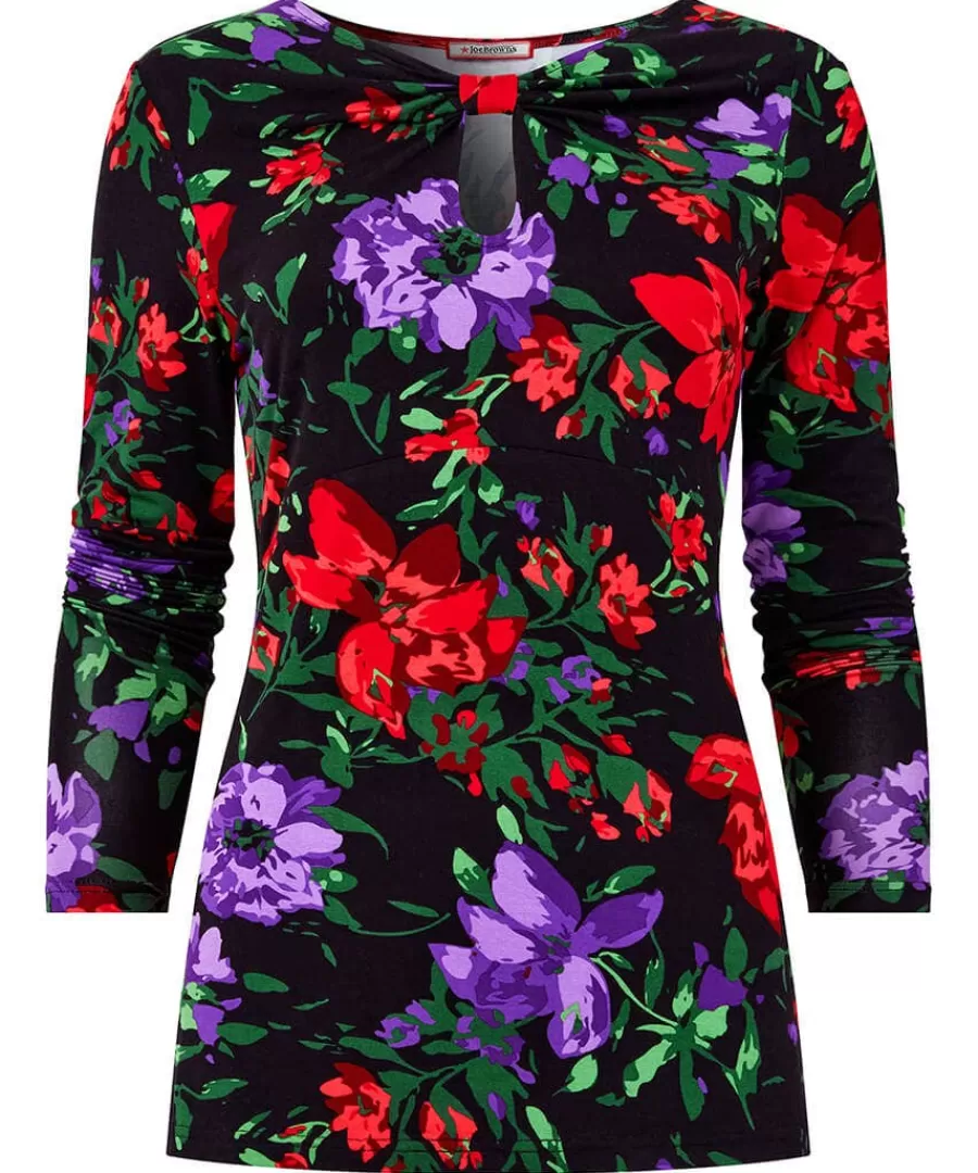 Cheap Joe Browns Shona Floral Keyhole Jersey Top Black