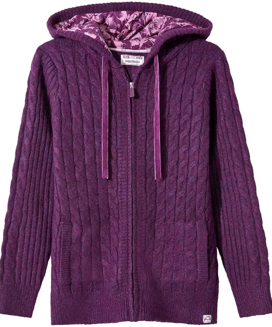 Online Joe Browns Sloe Joes Knitted Cable Zip Up Cardigan Purple