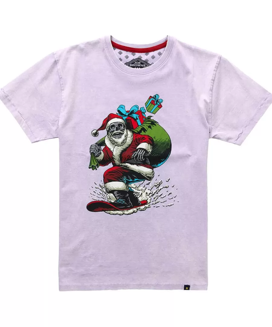 Shop Joe Browns Snow Boarding Santa Tee Lilac