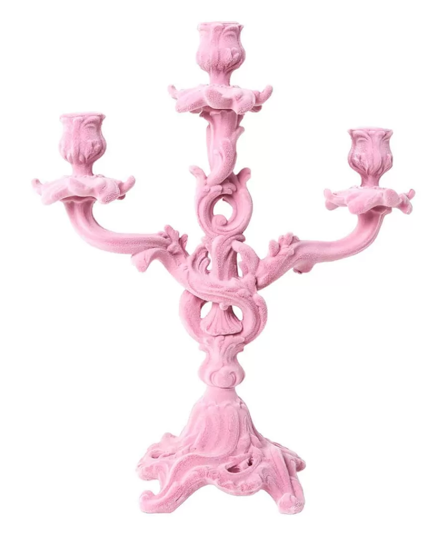 Online Joe Browns Soft Flock Ornate Candle Holder Pink