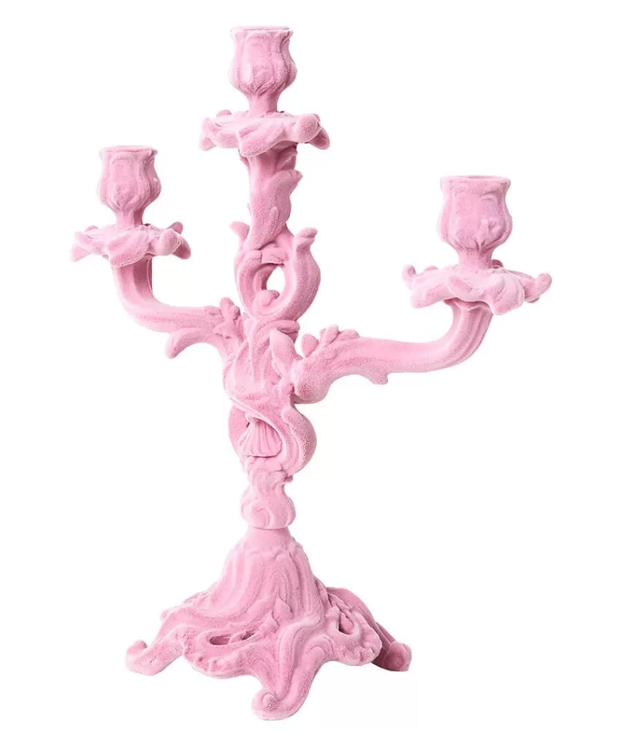 Online Joe Browns Soft Flock Ornate Candle Holder Pink