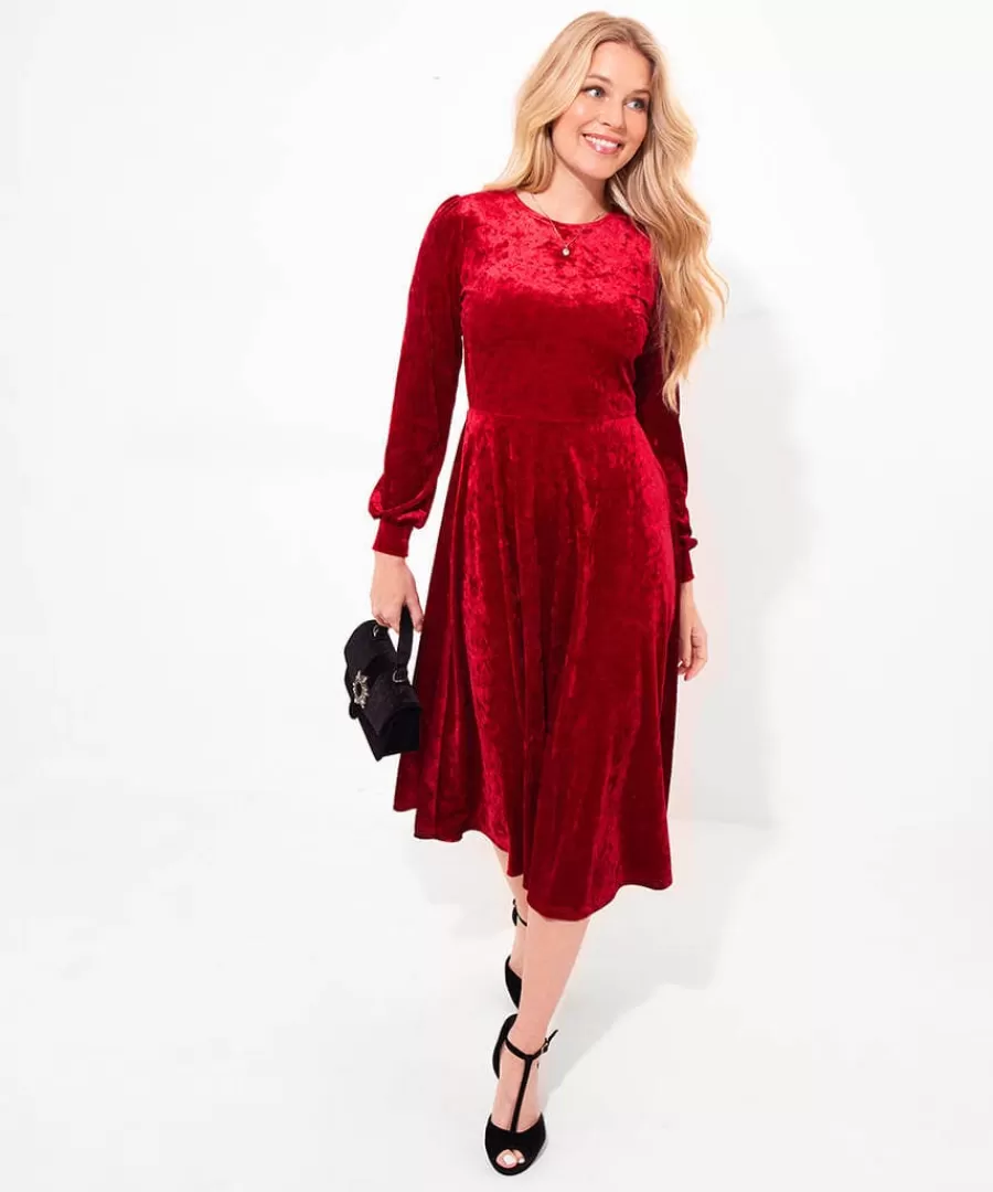 Cheap Joe Browns Stella Velour Dress Red